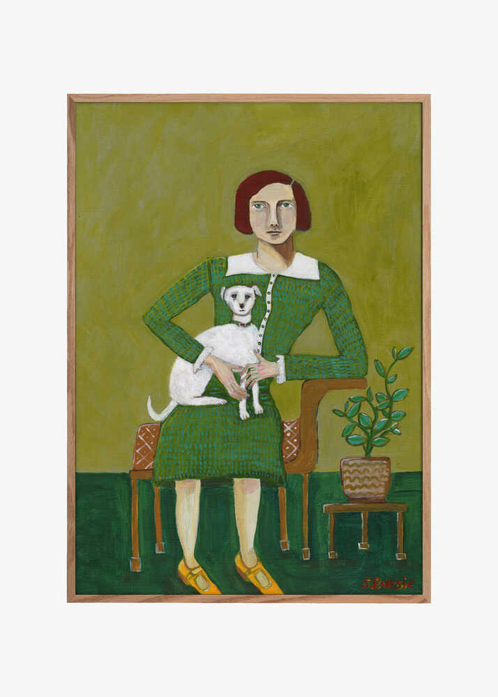 Vintage Lady with her white dog