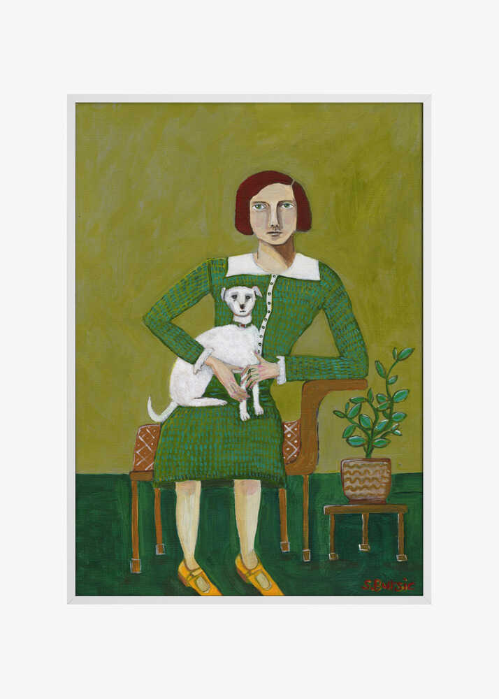 Vintage Lady with her white dog