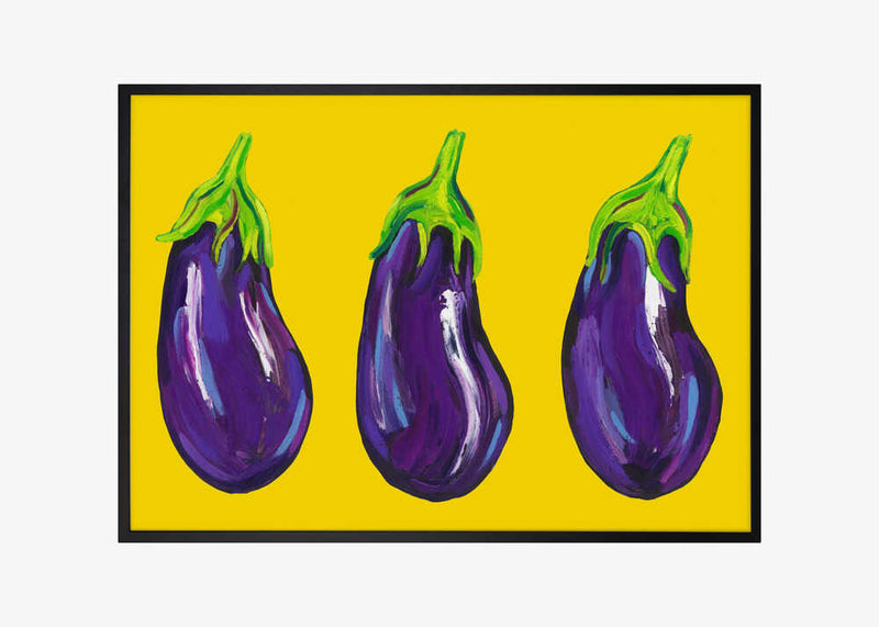 Aubergines On Yellow