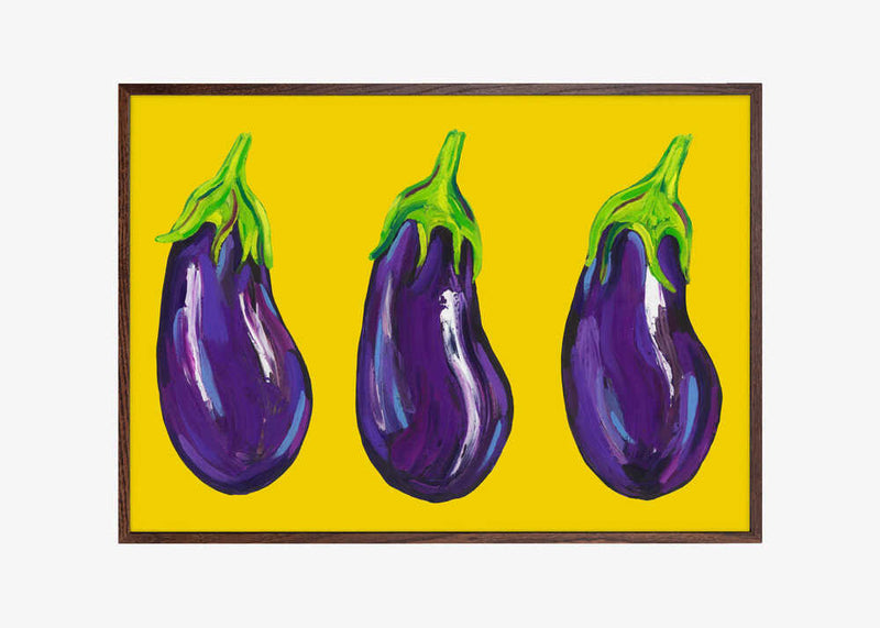 Aubergines On Yellow