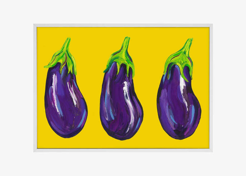 Aubergines On Yellow