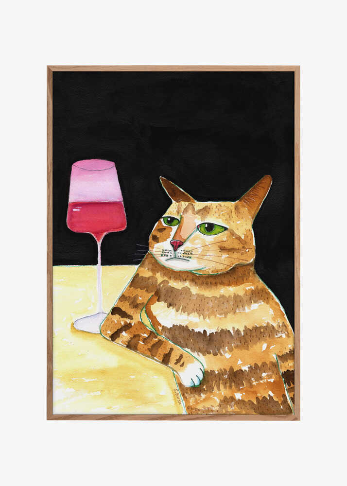 Cat Friday Night Drinks Wine Funny Cat Humour
