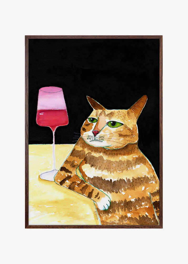 Cat Friday Night Drinks Wine Funny Cat Humour