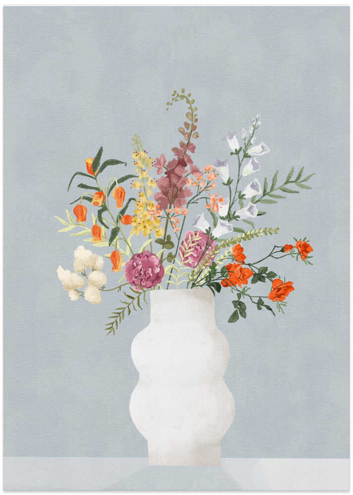 Flowers In Vase, Blue