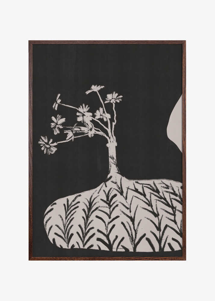 Plump Vase With Slender Flowers