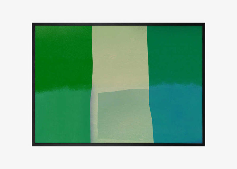 Minimalist Composition With Vibrant Green And Blue Hues