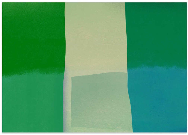 Minimalist Composition With Vibrant Green And Blue Hues