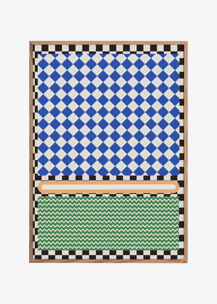 Geometric Pattern With Blue And White Diamonds