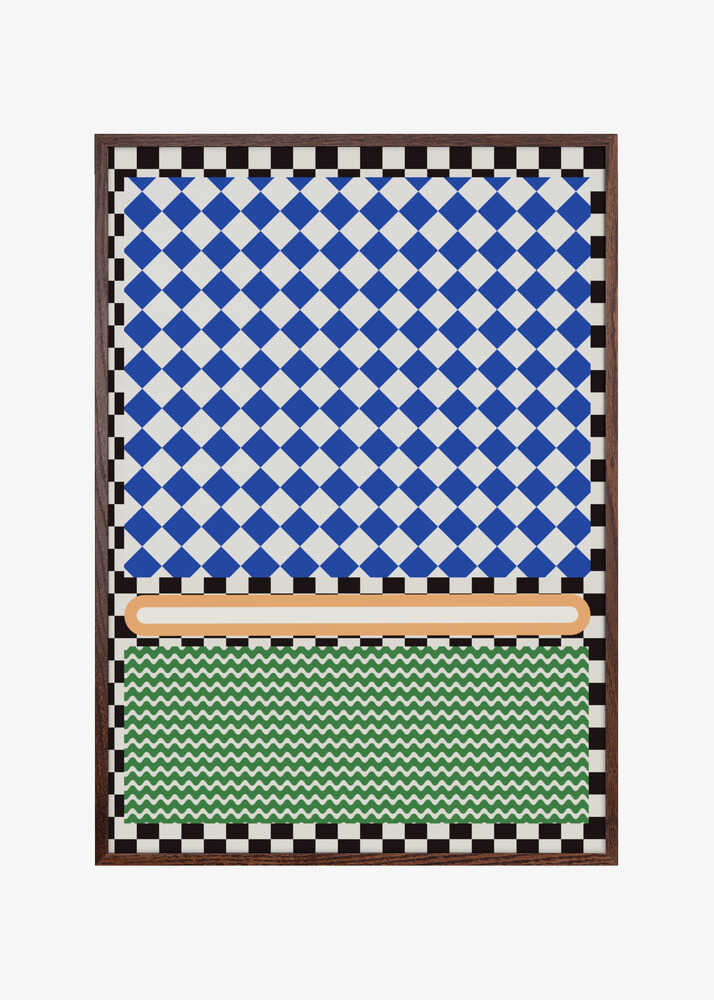 Geometric Pattern With Blue And White Diamonds
