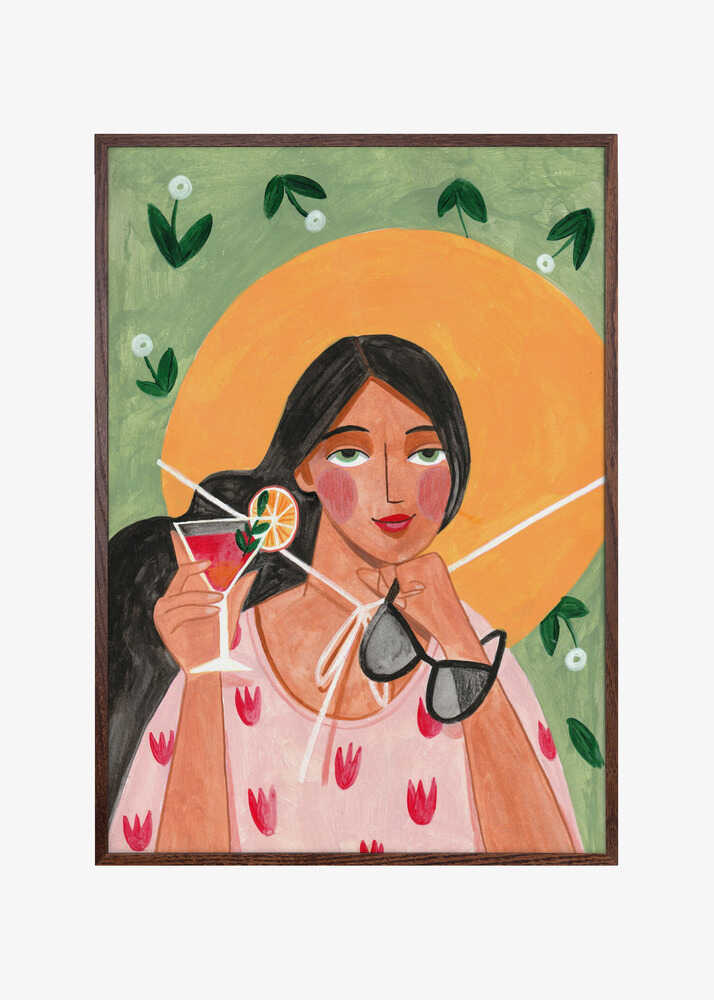 Abstract Modern Bohemian Woman with Cocktail