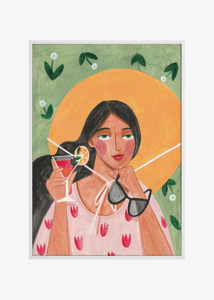 Abstract Modern Bohemian Woman with Cocktail