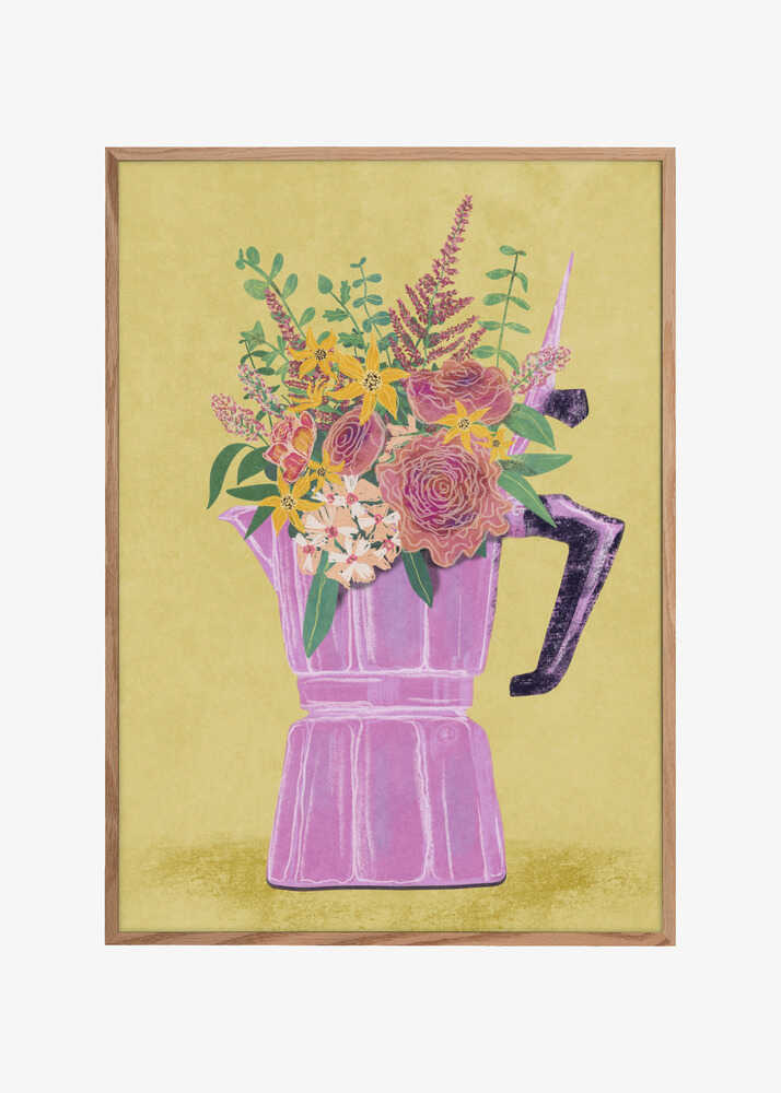 Espresso Maker with Flowers