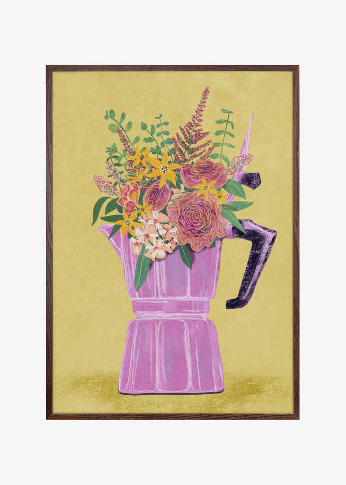 Espresso Maker with Flowers