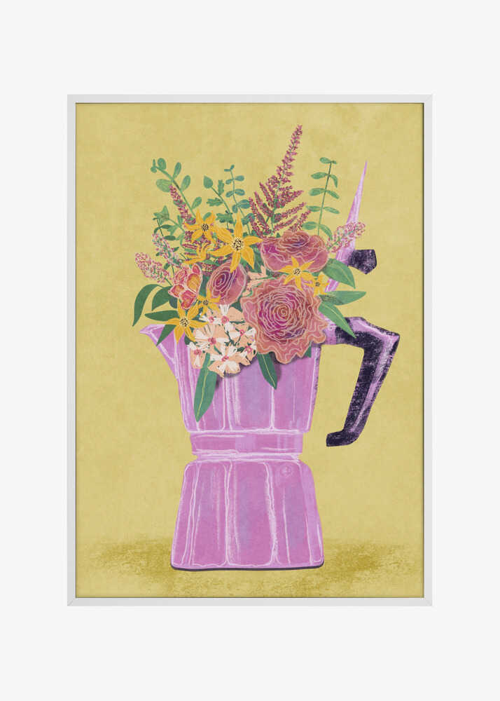 Espresso Maker with Flowers