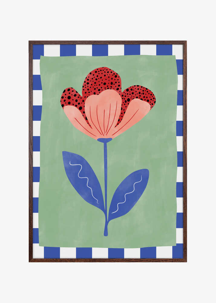 Stylized Flower With Red Petals And Black Dots