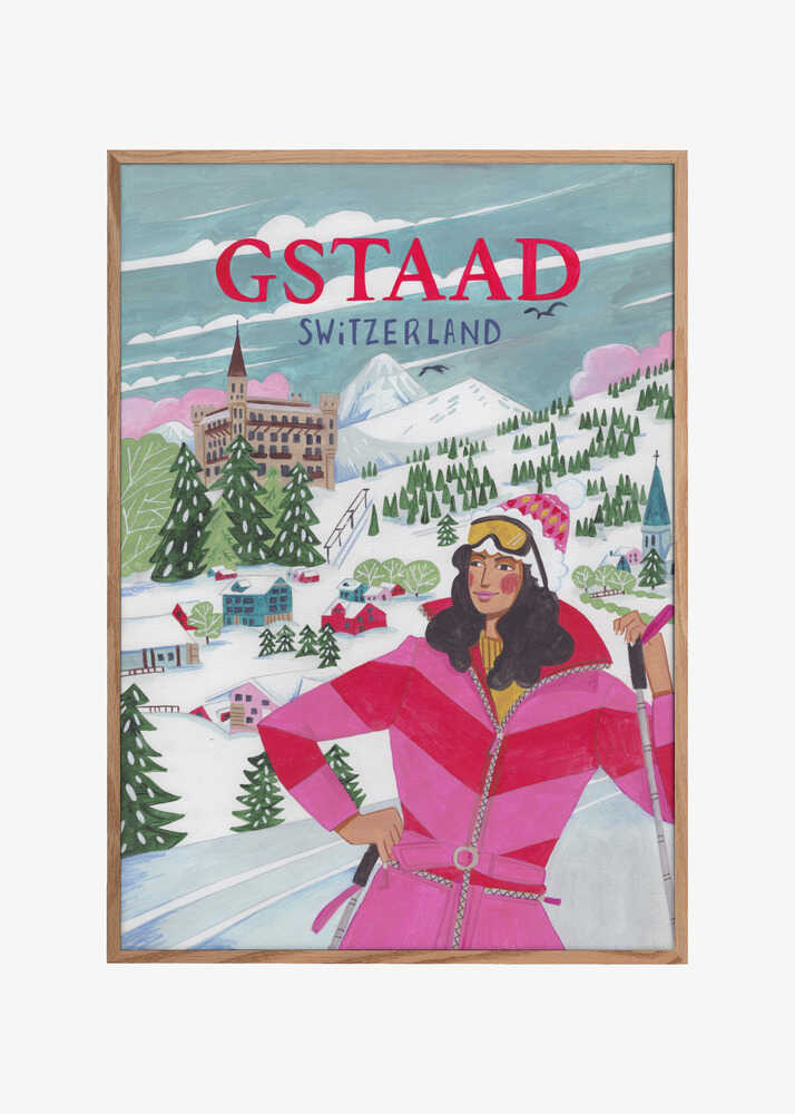 Travel Poster Woman in Gstaad, Switzerland