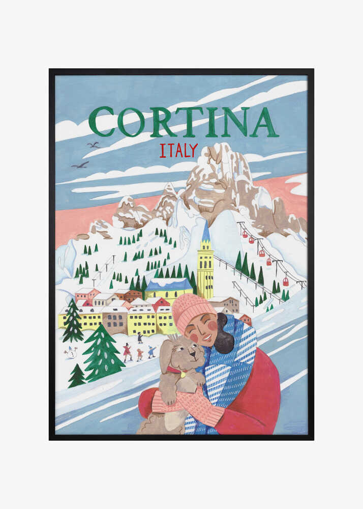 Travel Poster Woman in Cortina, Italy