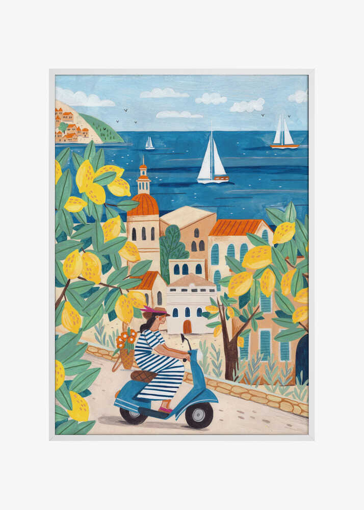 Travel poster woman on the Amalfi coast, Italy