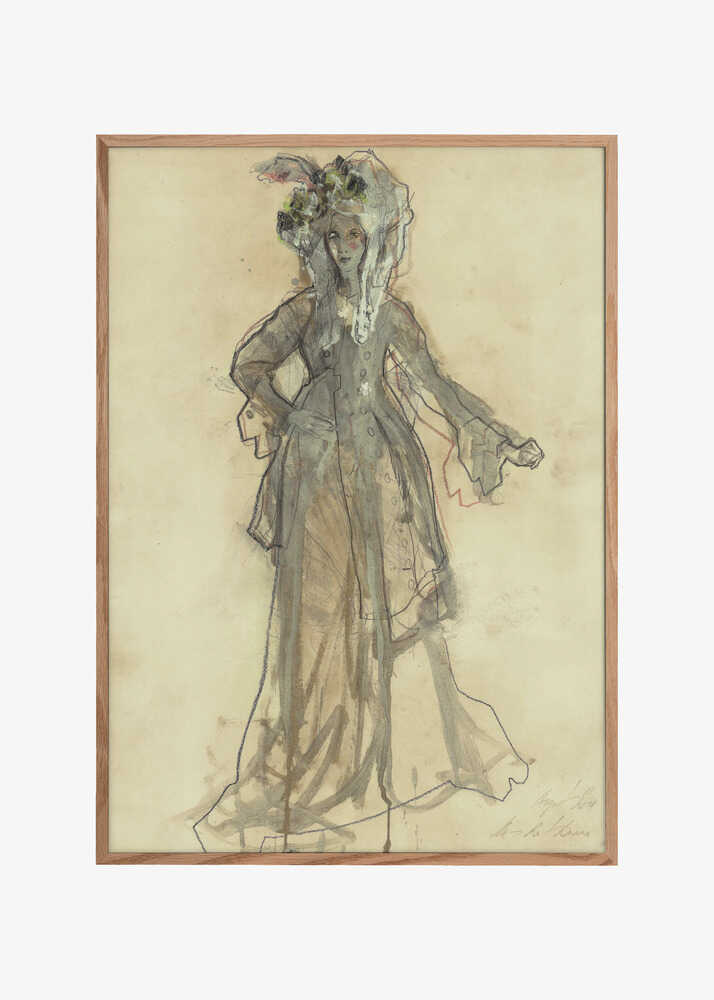 Sketched Woman in an Edwardian Era Dress