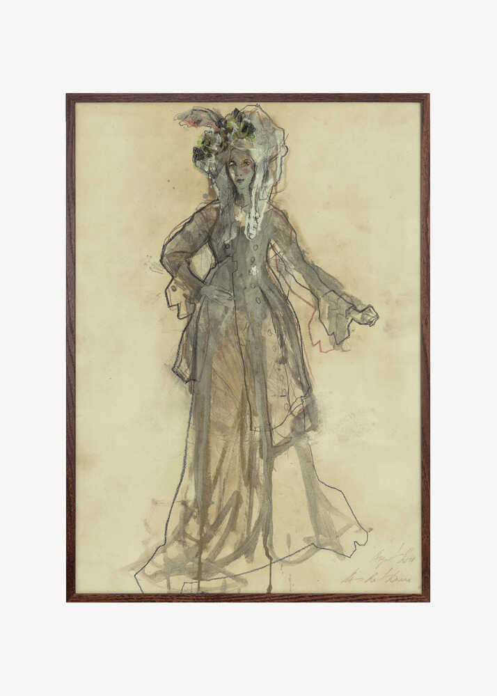 Sketched Woman in an Edwardian Era Dress