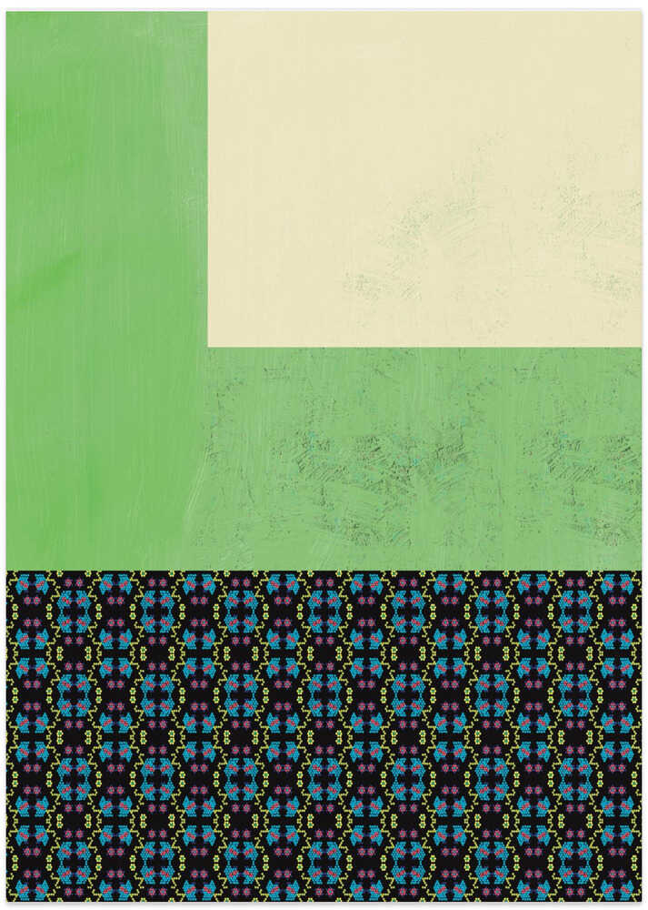 Pastel green and nyonya pattern collage
