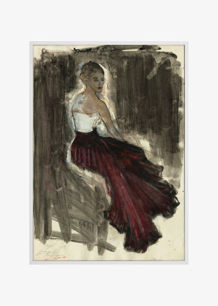 A Woman in a Red Flowing Skirt