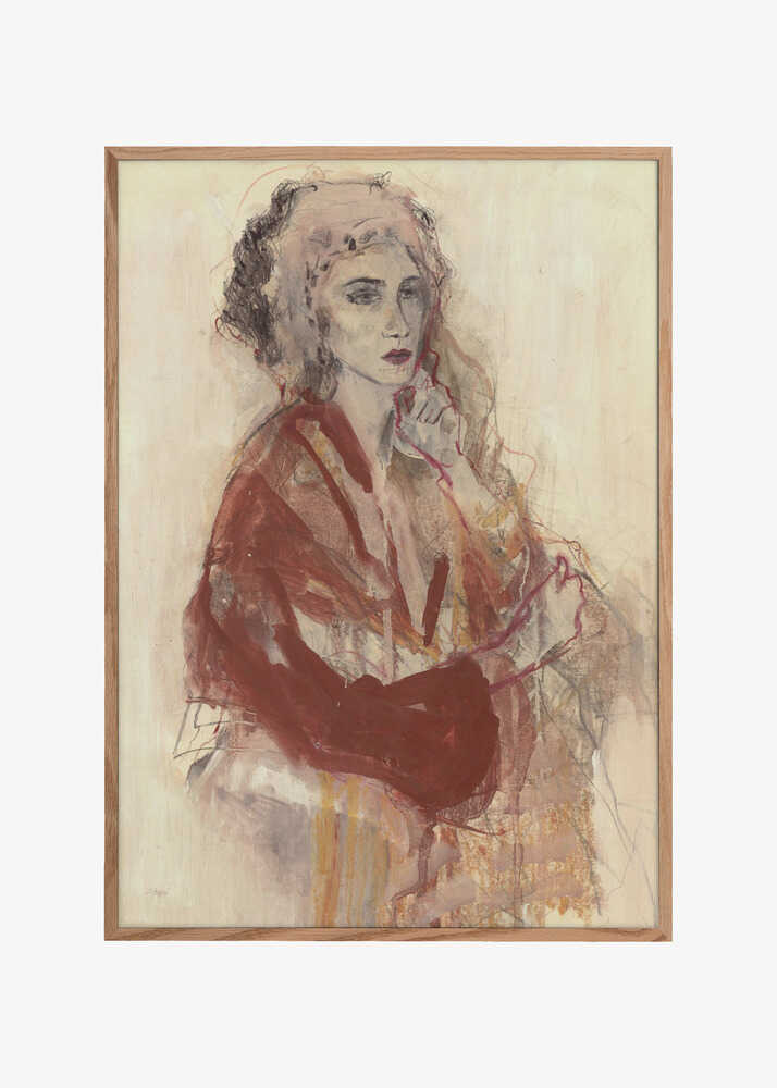 Contemplative Woman In Warm Red Tones