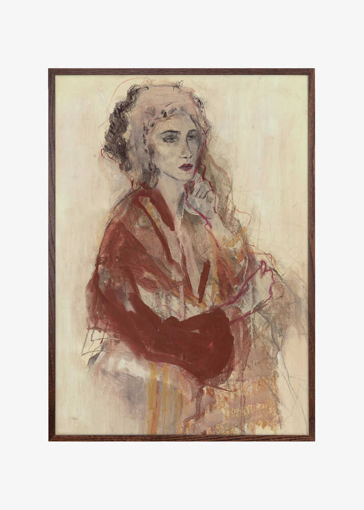 Contemplative Woman In Warm Red Tones