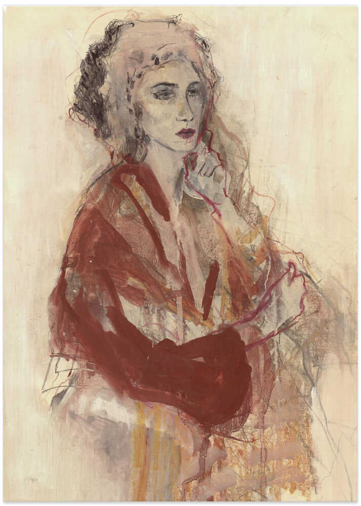 Contemplative Woman In Warm Red Tones