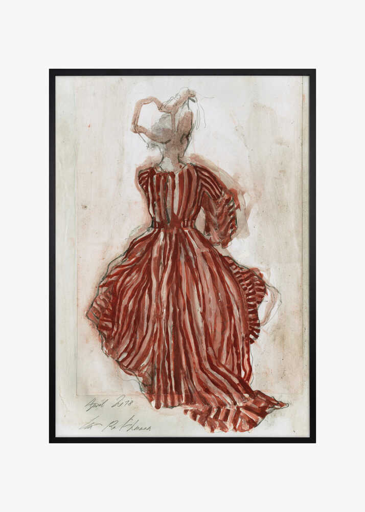 Woman In A Red Striped Dress