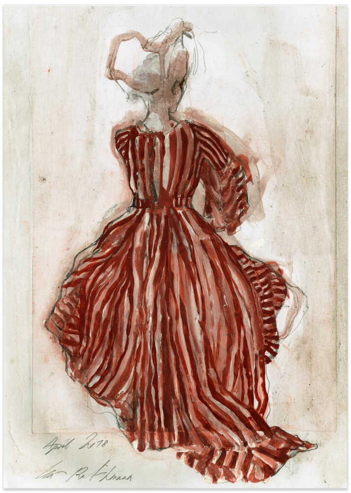 Woman In A Red Striped Dress