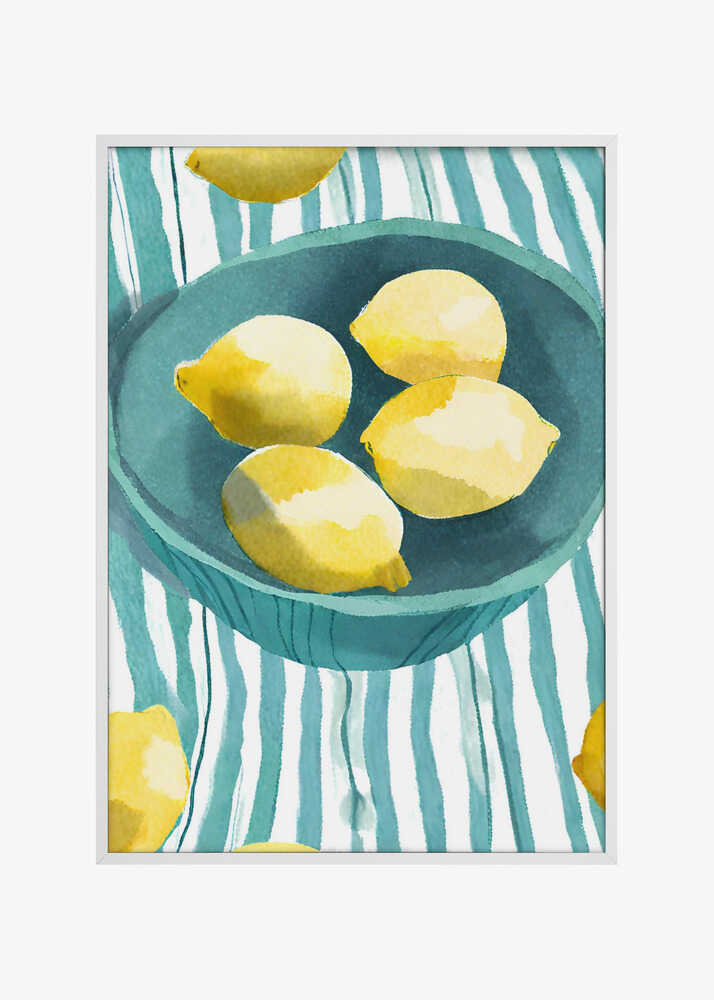 Zitronen in türkisfarbener Schale