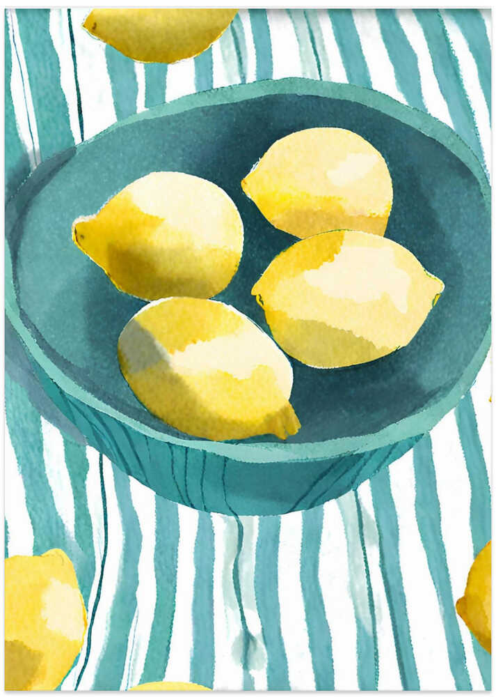 Zitronen in türkisfarbener Schale