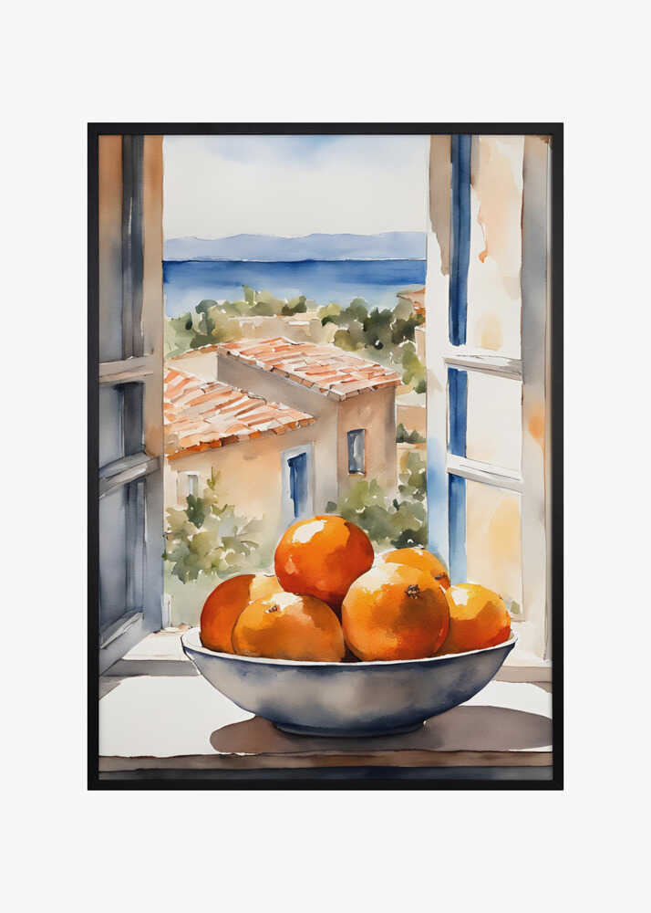 Orangenschale im Fenster