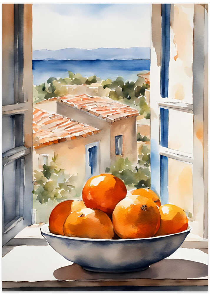 Orangenschale im Fenster