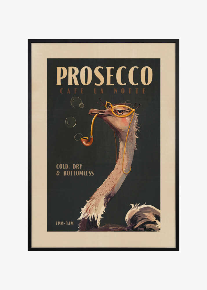 Art Deco Prosecco Wall Art Of An Ostrich
