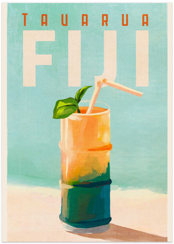 Tavarua Fiji Cocktail Poster Travel Art