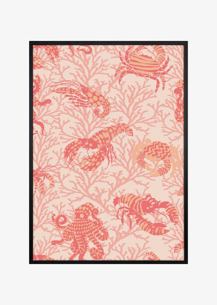 Coral and Lobster peachy fuzz pattern