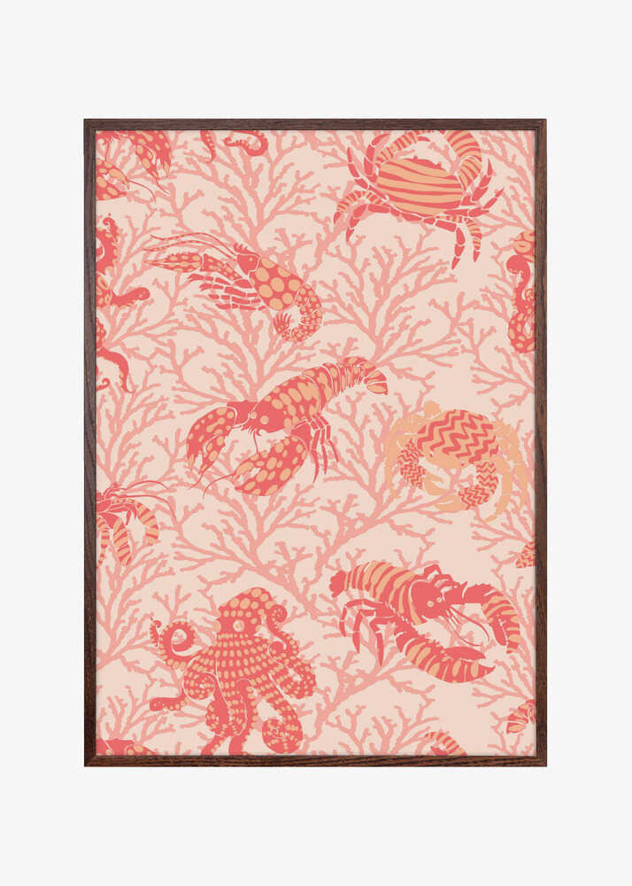 Coral and Lobster peachy fuzz pattern