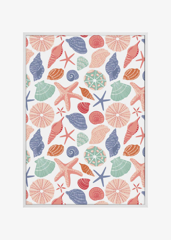 Seashells and Starfish - White