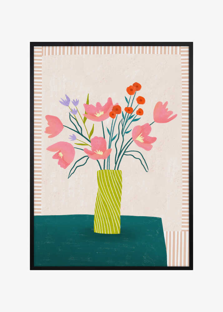 Colorful Blossoms in Stripes