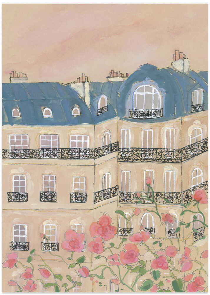 Sunset Over Paris Buildings