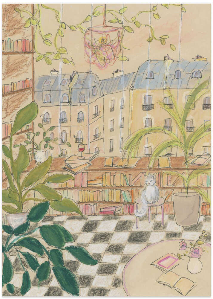 Antique Parisian Book Store Cat