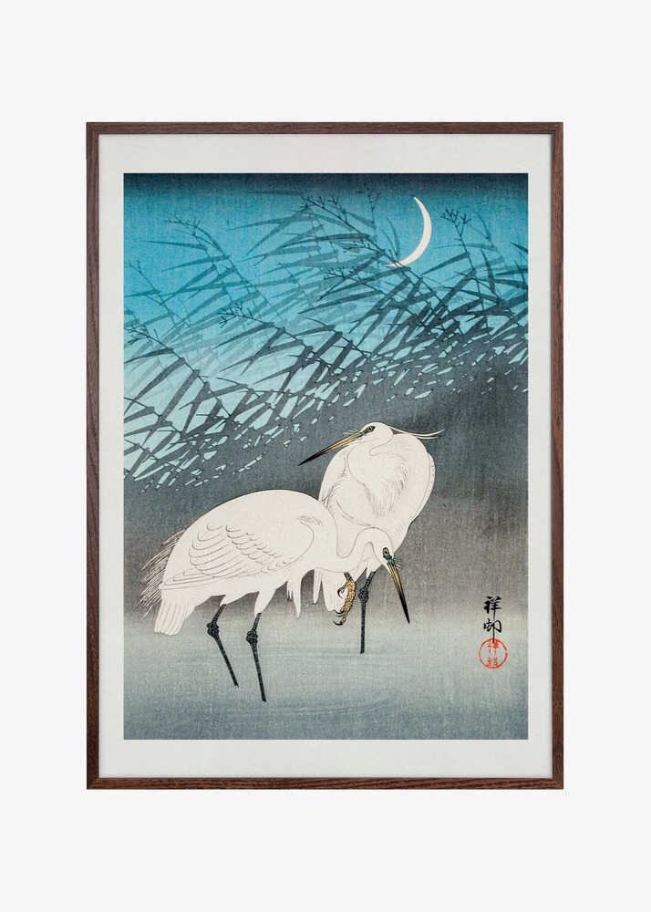 Egrets and Reeds In Moonlight (1926)