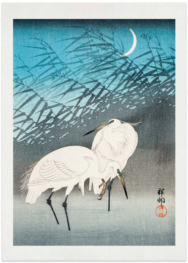 Egrets and Reeds In Moonlight (1926)
