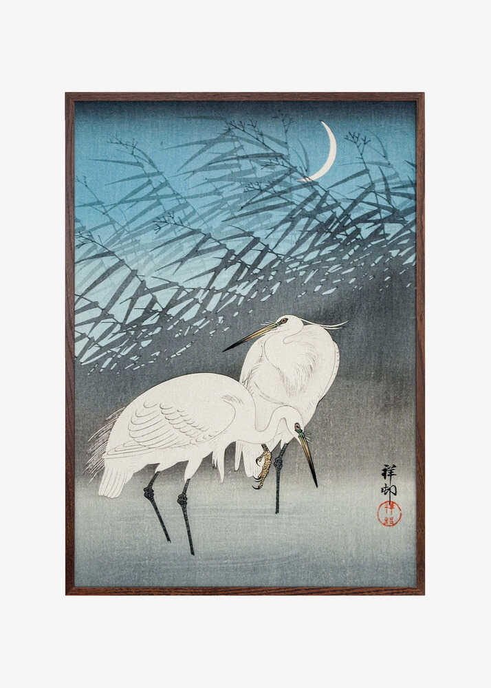 Egrets and Reeds In Moonlight (1926)