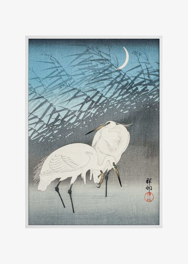 Egrets and Reeds In Moonlight (1926)