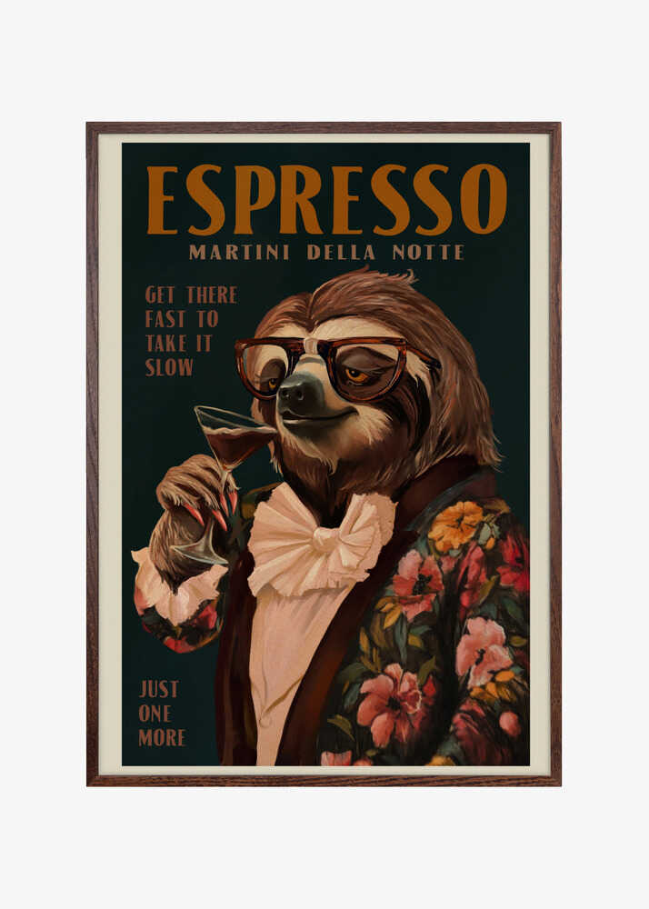 Art Deco Espresso Martini Drinking Sloth