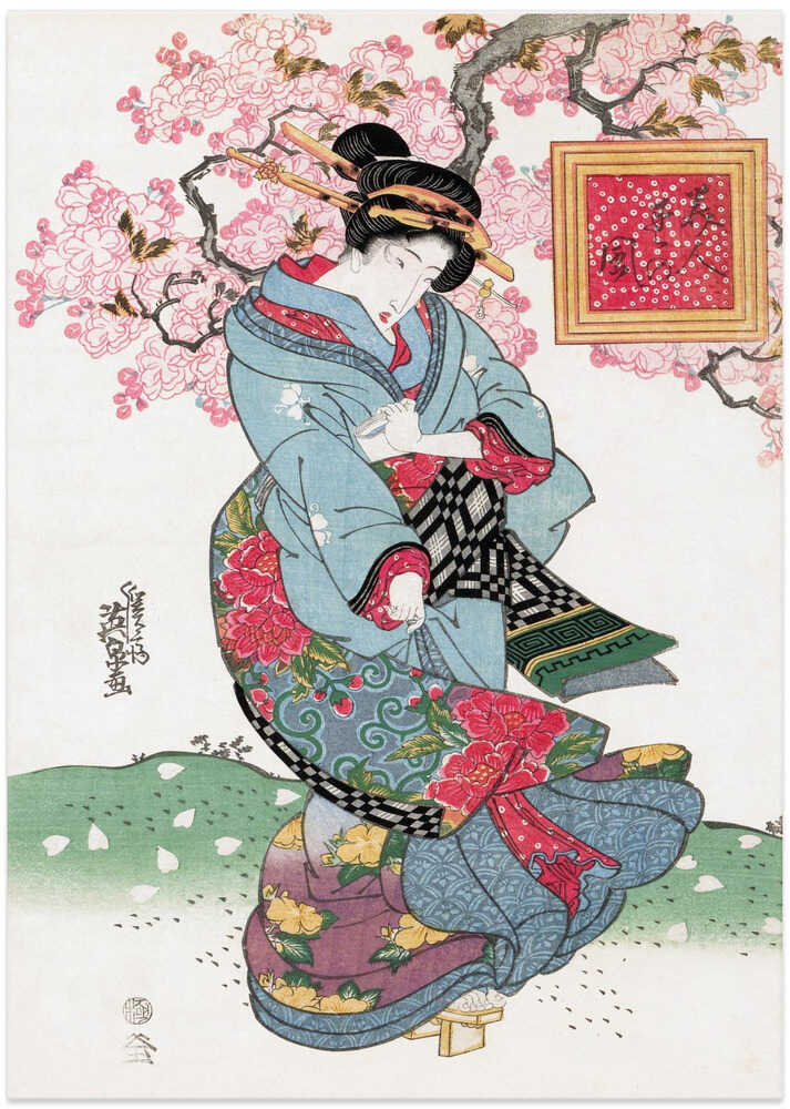 Japanese Woman (1828) Vintage Woodblock Print