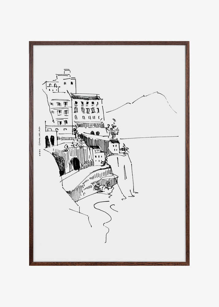Italian Landscape Art, Amalfi Coast Small Towns By The Sea